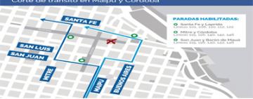 Comienza la reconstrucción del cruce peatonal en Córdoba y Maipú