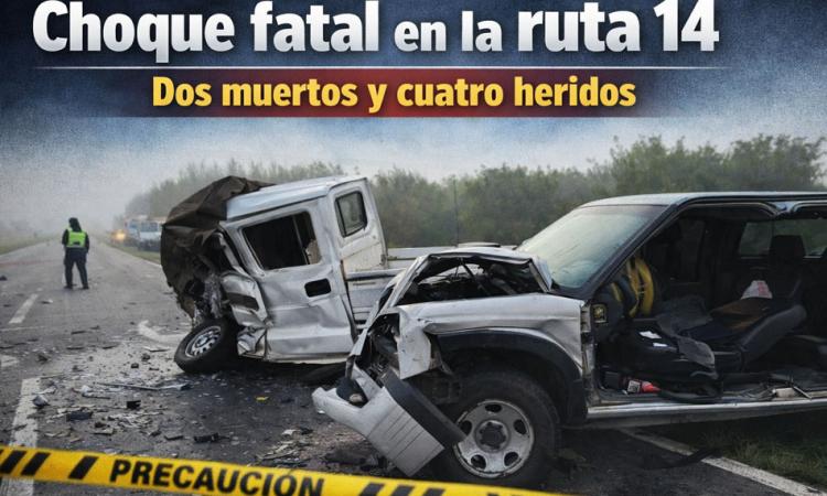 Choque fatal en la ruta 14 entre Bigand y Villa Mugueta: dos muertos y cuatro heridos