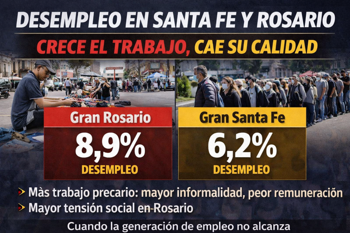 Desempleo en Santa Fe y Rosario: una mejora engañosa que esconde fragilidad laboral