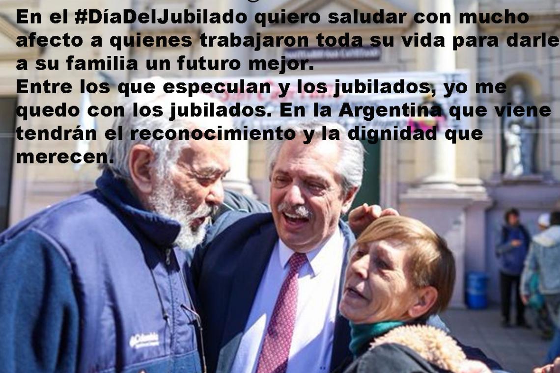 Alberto Fernández, dejó su mensaje en el Día del Jubilado
