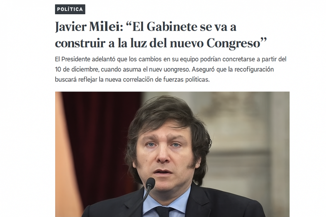 El Gabinete se va a construir a la luz del nuevo Congreso”