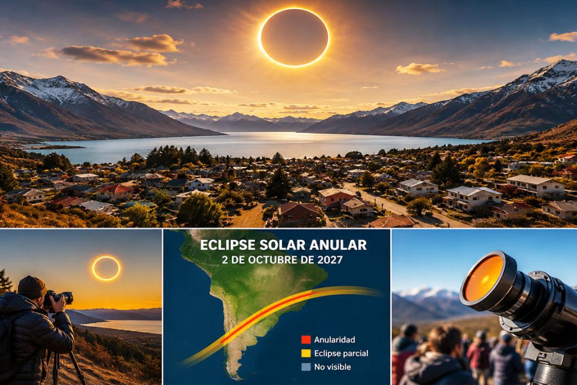 El eclipse solar anular de 2027 podría convertir a un pequeño pueblo patagónico en destino turístico mundial