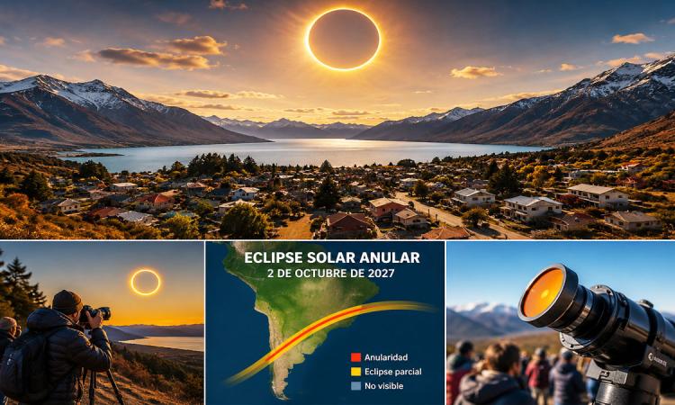 El eclipse solar anular de 2027 podría convertir a un pequeño pueblo patagónico en destino turístico mundial