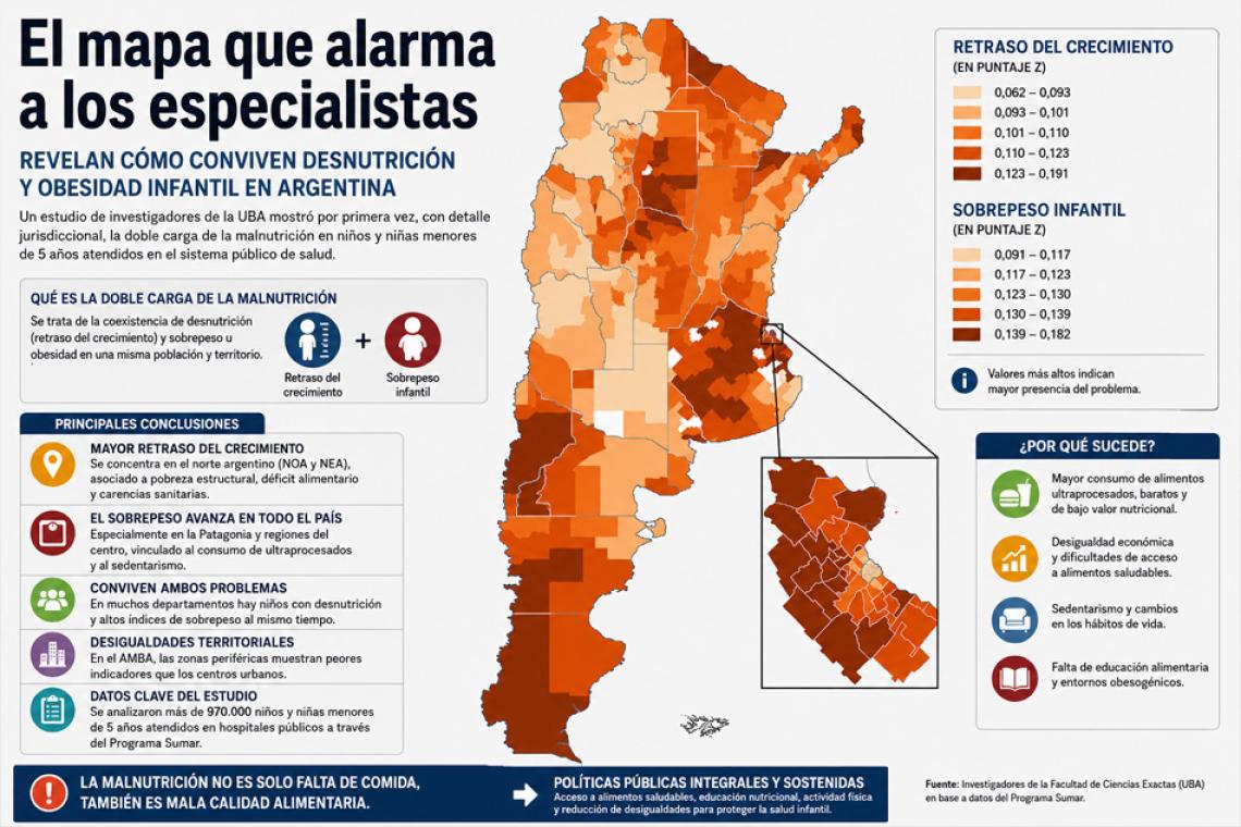 El mapa que alarma a los especialistas: revelan cómo conviven desnutrición y obesidad infantil en Argentina