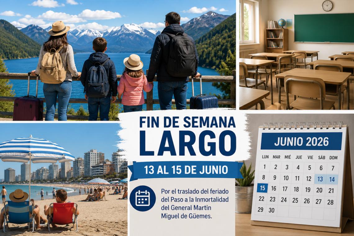 Junio tendrá un nuevo fin de semana largo: cuándo será y qué otros descansos quedan en 2026