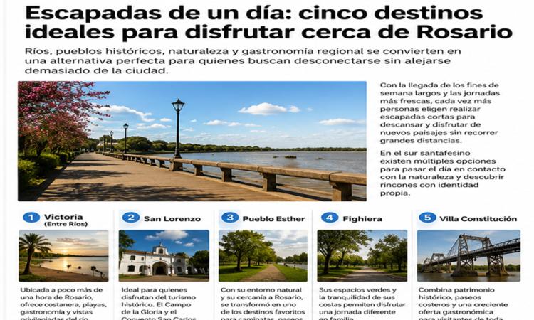 Escapadas de un día: cinco destinos ideales para disfrutar cerca de Rosario