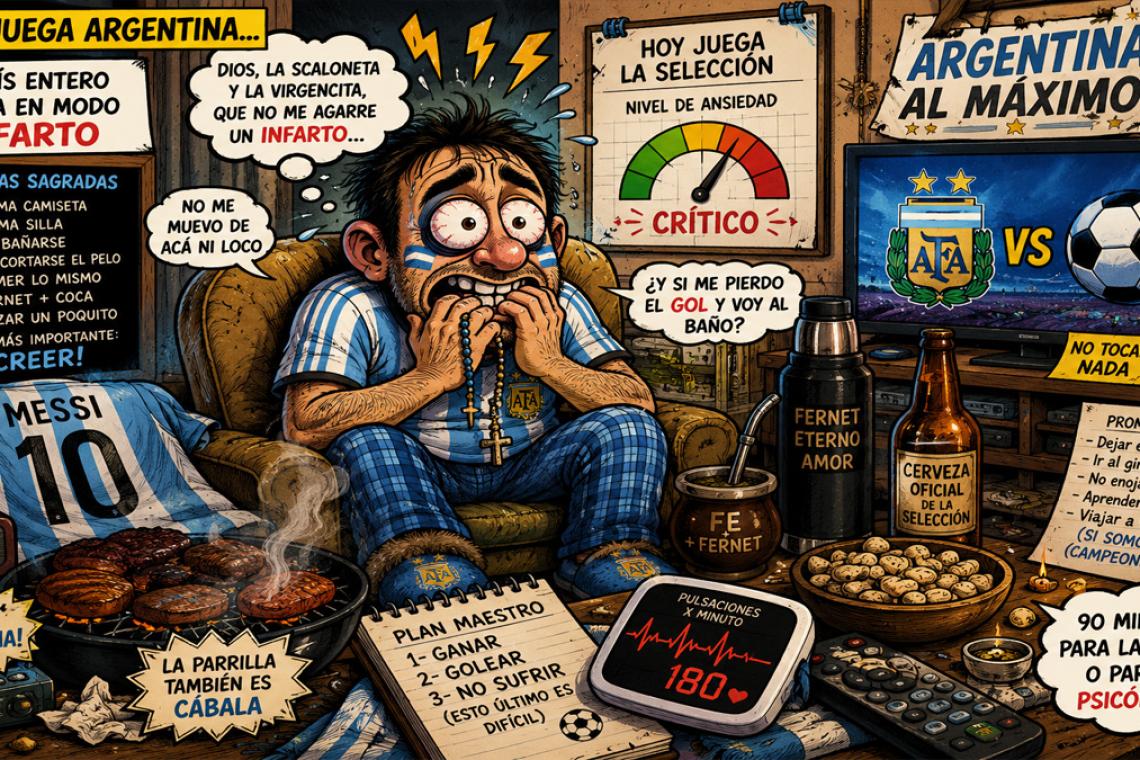 Argentina juega hoy y el país entra en "modo infarto": las cábalas, el fernet y la ansiedad toman el control