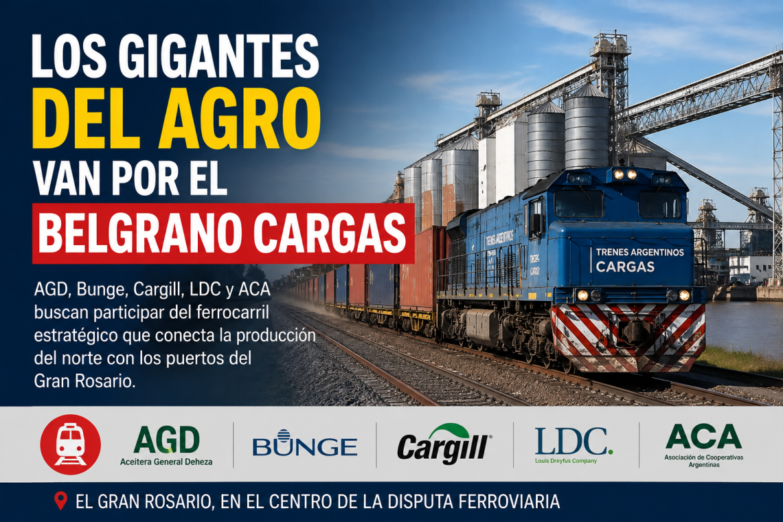 Los gigantes del agro van por el Belgrano Cargas: el Gran Rosario, en el centro de la disputa ferroviaria
