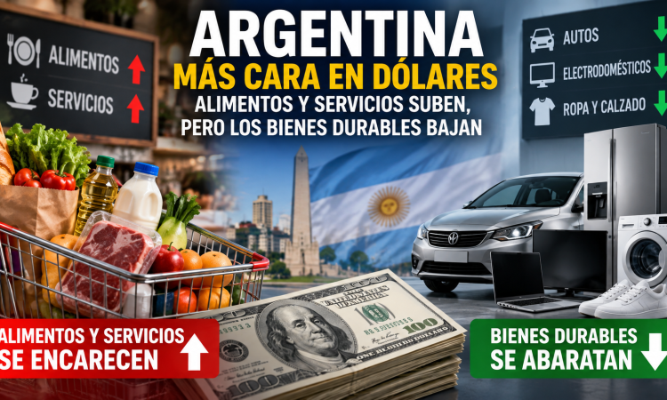 Argentina vuelve a encarecerse en dólares: alimentos y servicios suben, pero los bienes durables bajan