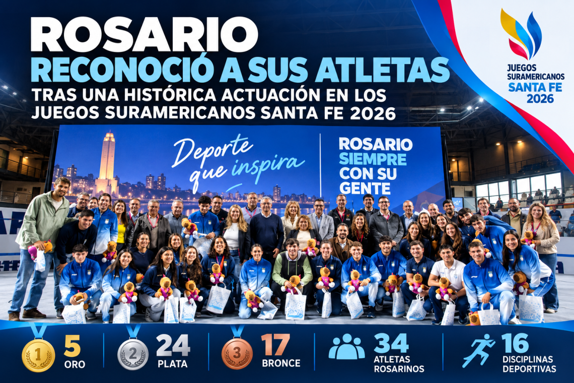Rosario reconoció a sus atletas tras una histórica actuación en los Juegos Suramericanos Santa Fe 2026