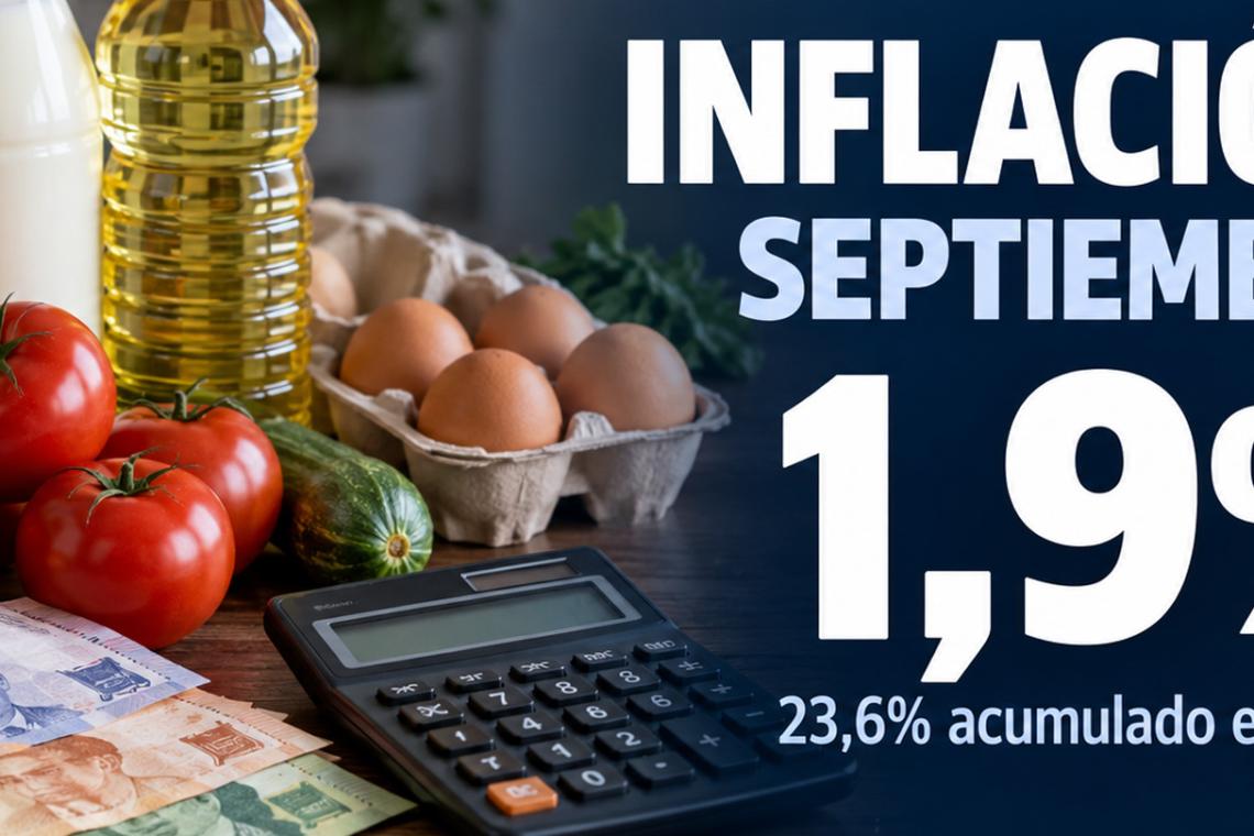 La inflación de septiembre fue del 1,9% y acumuló un 23,6% en el año
